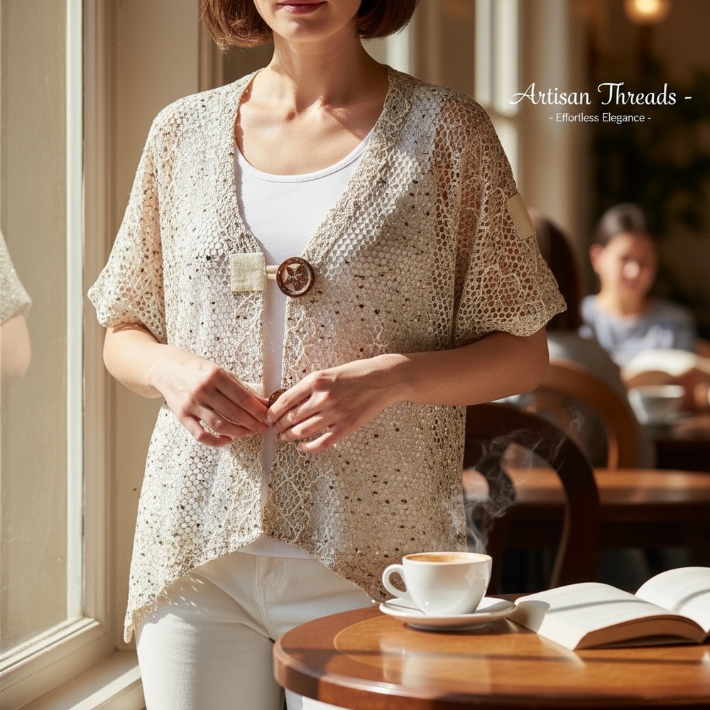 Mirror Image Elegant Cream Crochet Top - Picture 9 of 9